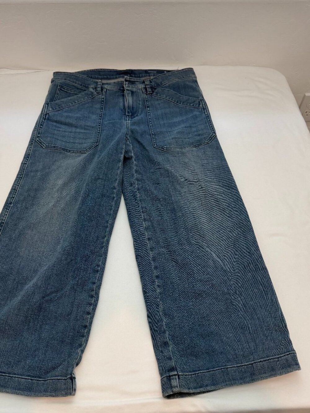 J.Jill Denim Nantucket Full Leg Crop Jeans Womens 6P Wide Leg Cropped Blue Wash